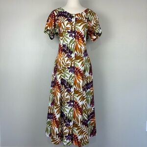 Jennifer Moore Maxi Dress Sz M Floral Print Fit & Flare Tradwife Vintage Modest